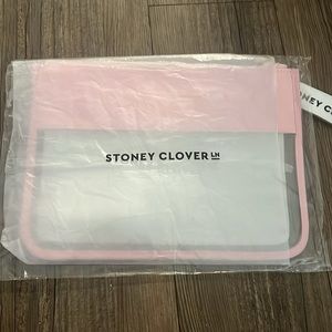Stoney Clover Lane Clear Flat Pouch in Flamingo Light Pink NWT